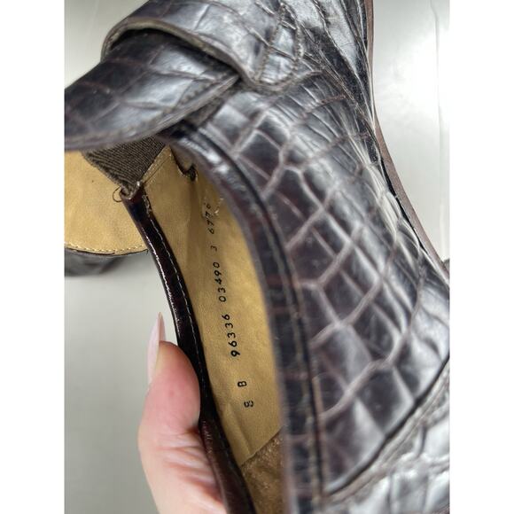 Vintage Rush Hour Leather Croco Block Heels Brown Y2K Size 8 - Picture 5 of 6